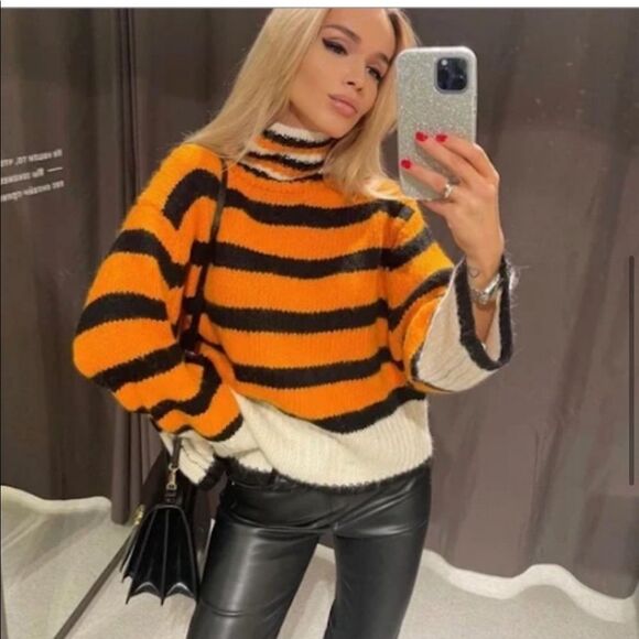 ZARA STRIPED KNIT SWEATER - Picture 6 of 16